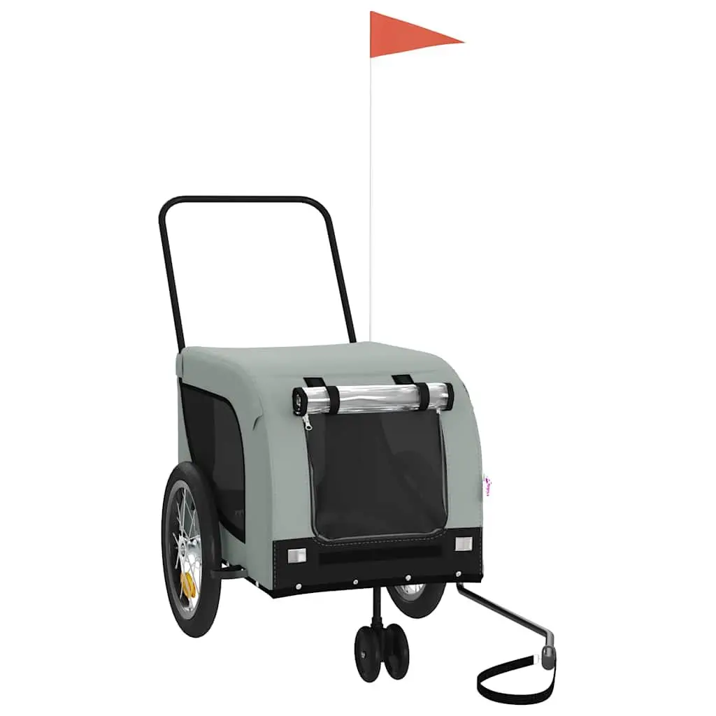 Pet Bike Trailer for Dogs Cats Small Animals Grey Oxford Fabric Iron Frame