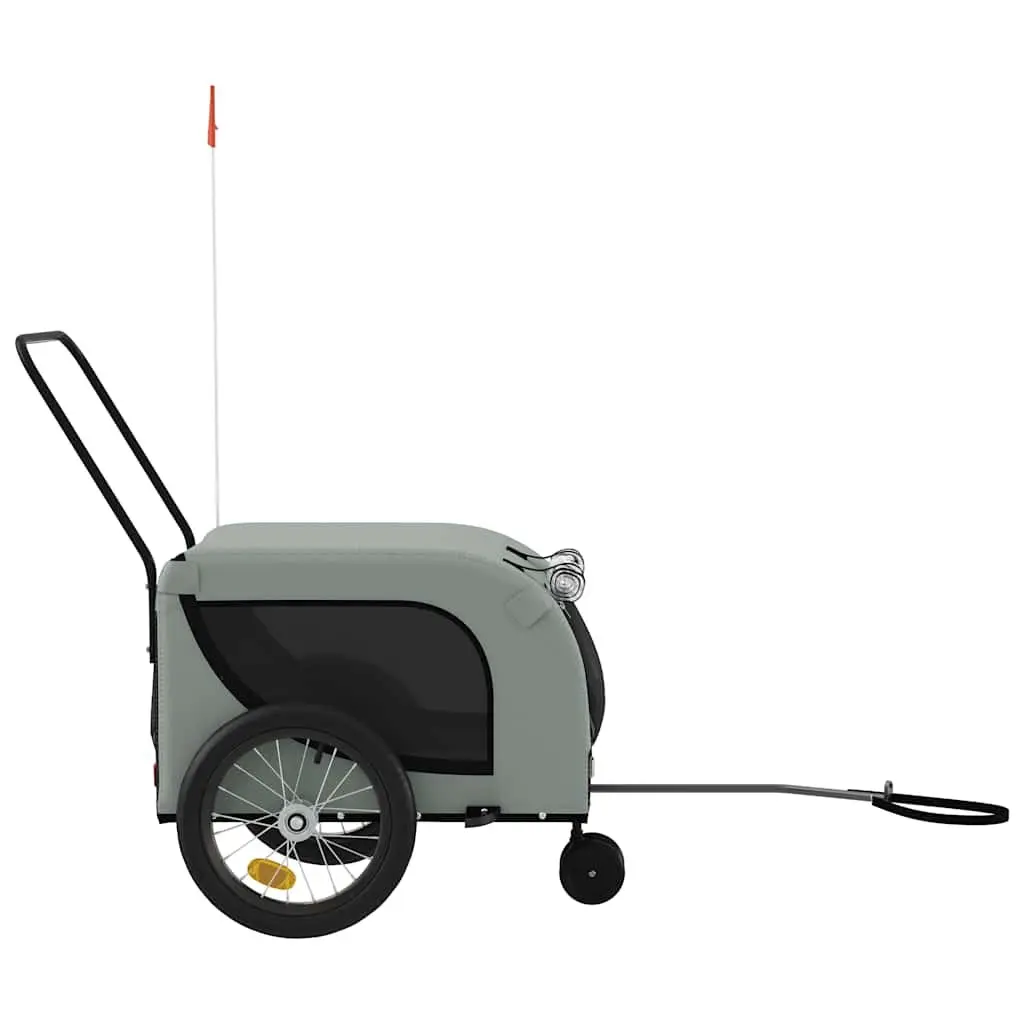 Pet Bike Trailer for Dogs Cats Small Animals Grey Oxford Fabric Iron Frame