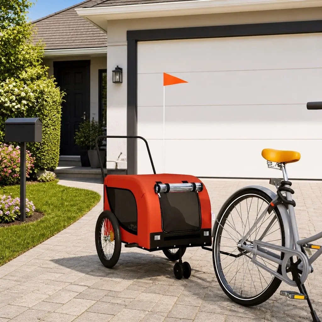 Pet Bike Trailer for Dogs Orange Black 2 Wheel 1 Front Wheel