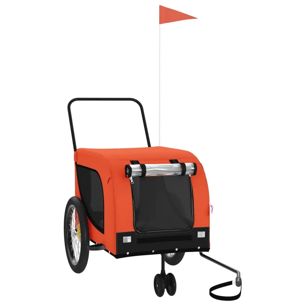Pet Bike Trailer for Dogs Orange Black 2 Wheel 1 Front Wheel