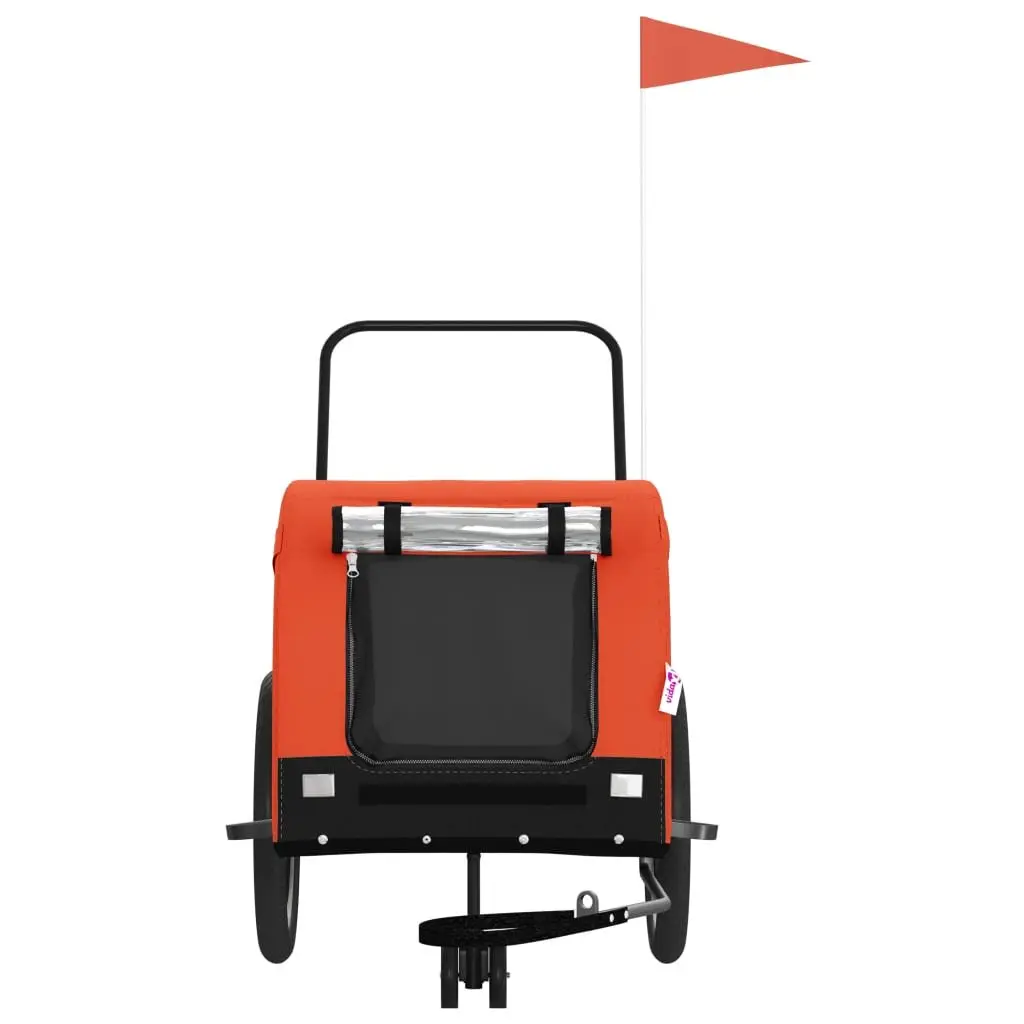 Pet Bike Trailer for Dogs Orange Black 2 Wheel 1 Front Wheel