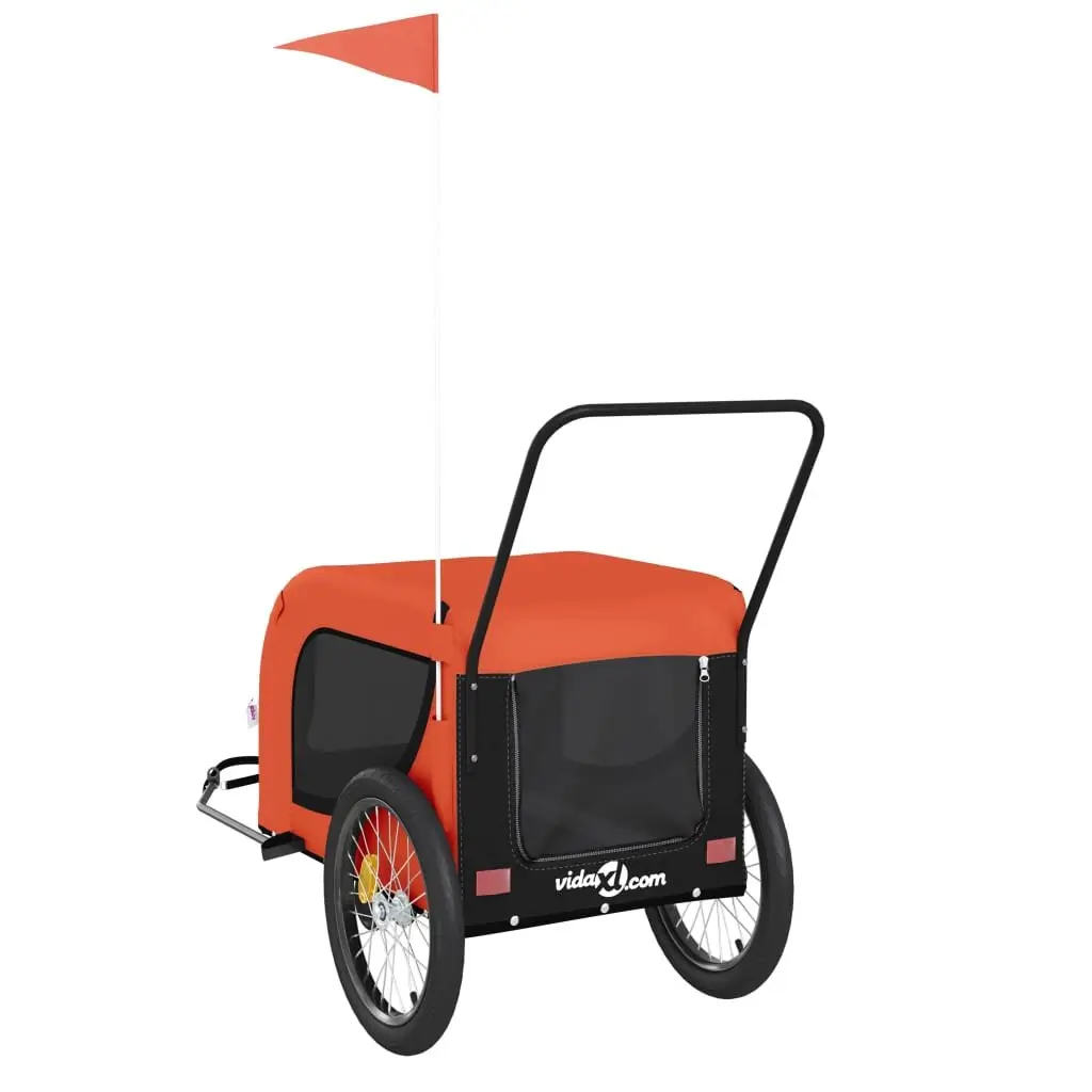 Pet Bike Trailer for Dogs Orange Black 2 Wheel 1 Front Wheel