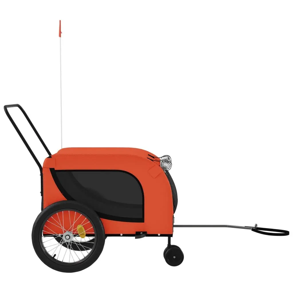 Pet Bike Trailer for Dogs Orange Black 2 Wheel 1 Front Wheel