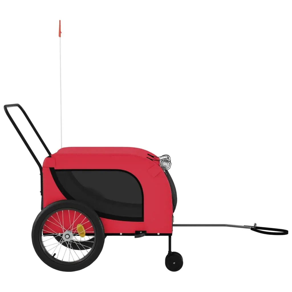 Pet Bike Trailer Red Oxford Fabric Iron Frame Cargo Cart Small Dogs Pets