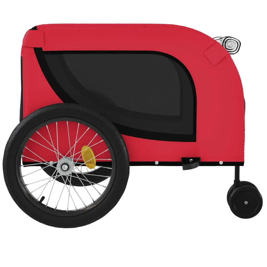 Pet Bike Trailer Red Oxford Fabric Iron Frame Cargo Cart Small Dogs Pets