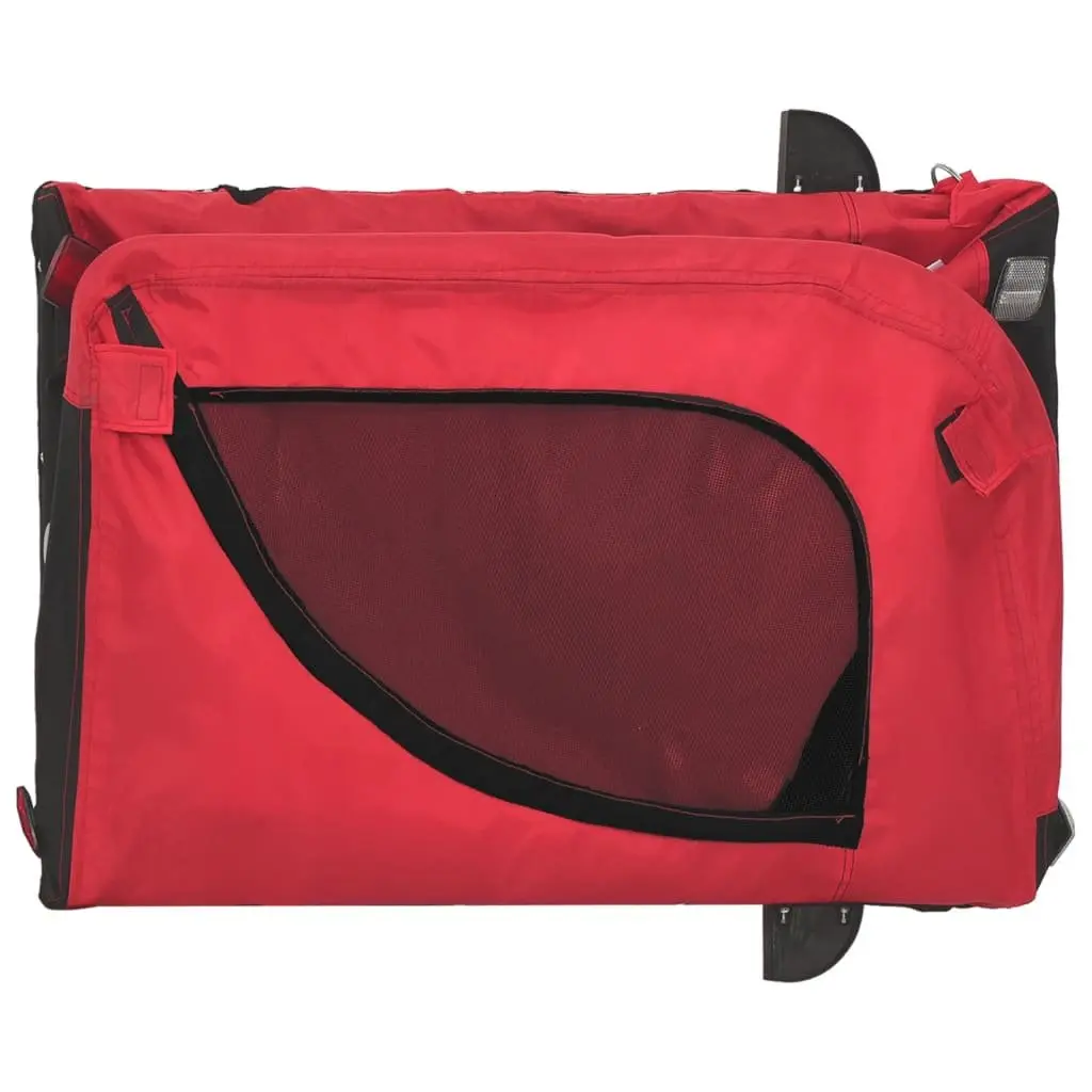 Pet Bike Trailer Red Oxford Fabric Iron Frame Cargo Cart Small Dogs Pets