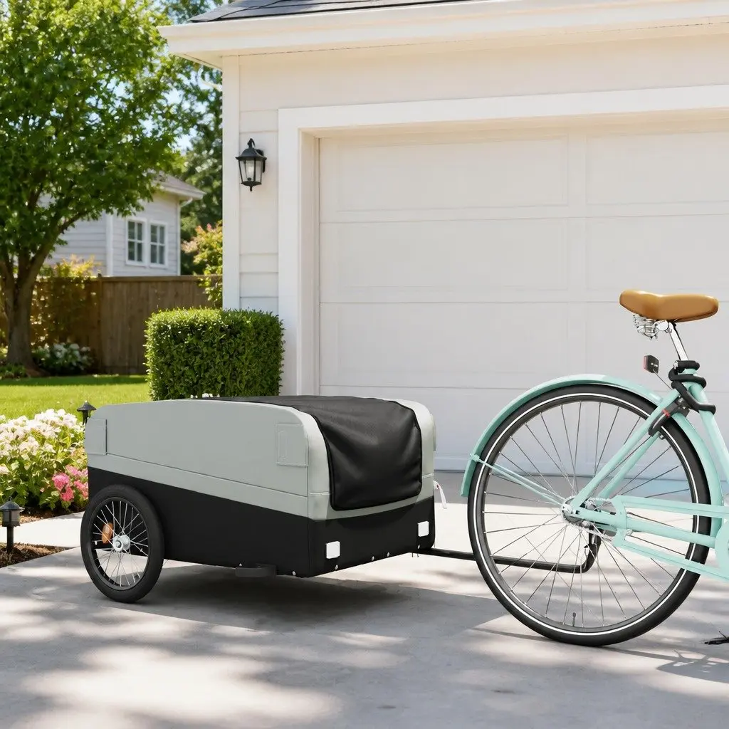 Grey Bike Trailer with 45kg Capacity