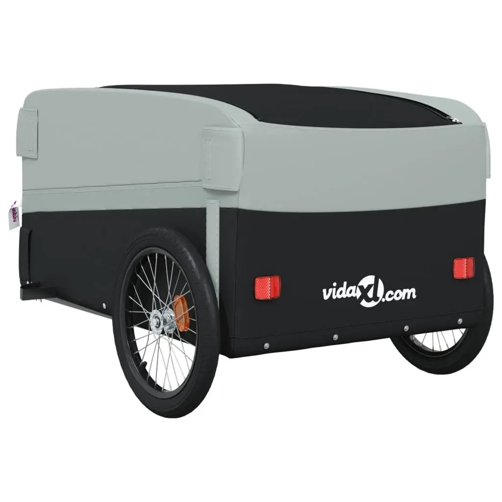 Bike Trailer for Cycling Grey Iron Cargo Hauling 45kg Load Capacity