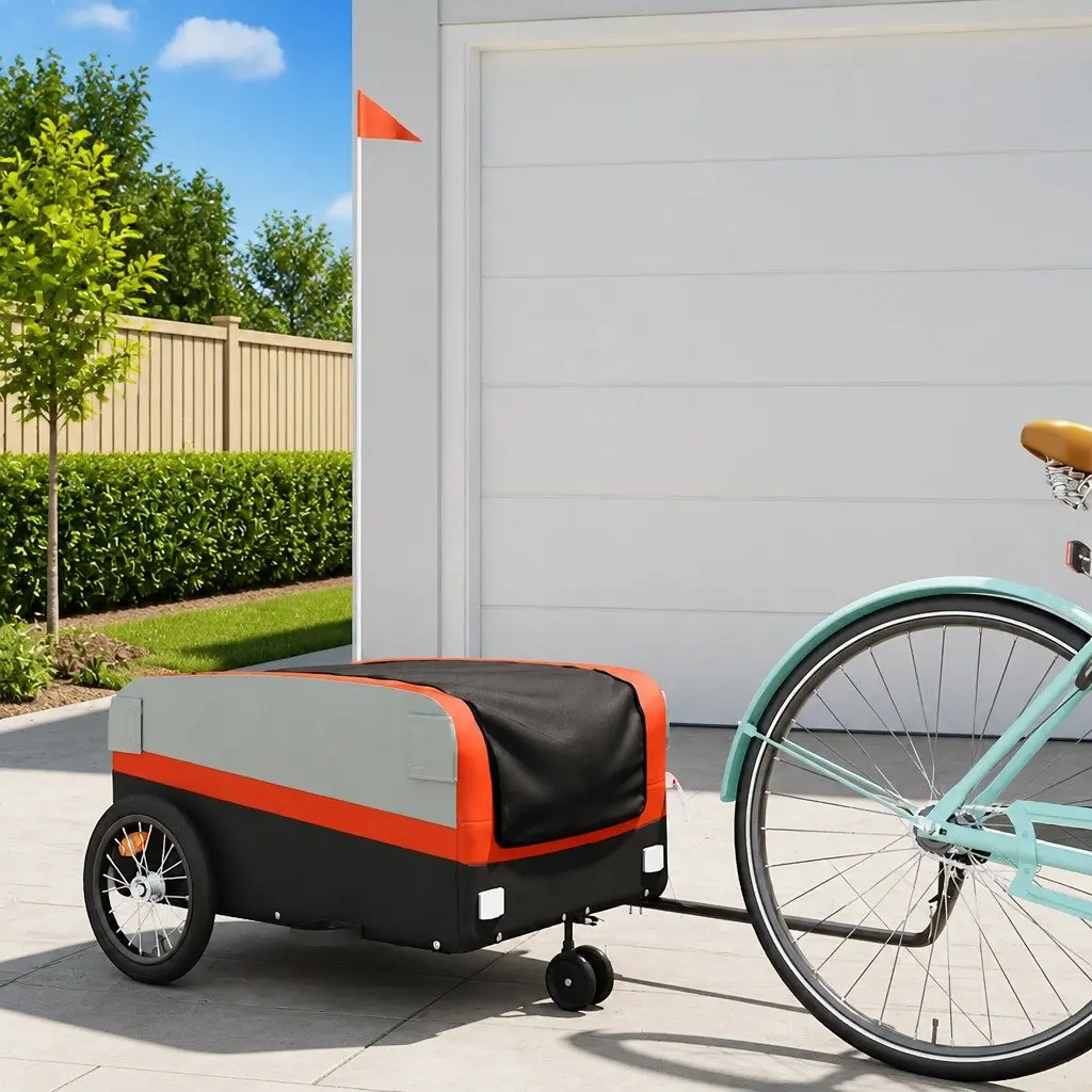 Bicycle Cargo Trailer with 45kg Load Capacity in Orange