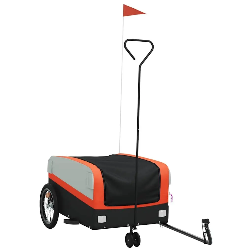 Bicycle Cargo Trailer for Transporting Goods 45kg Load Capacity Iron Frame Orange