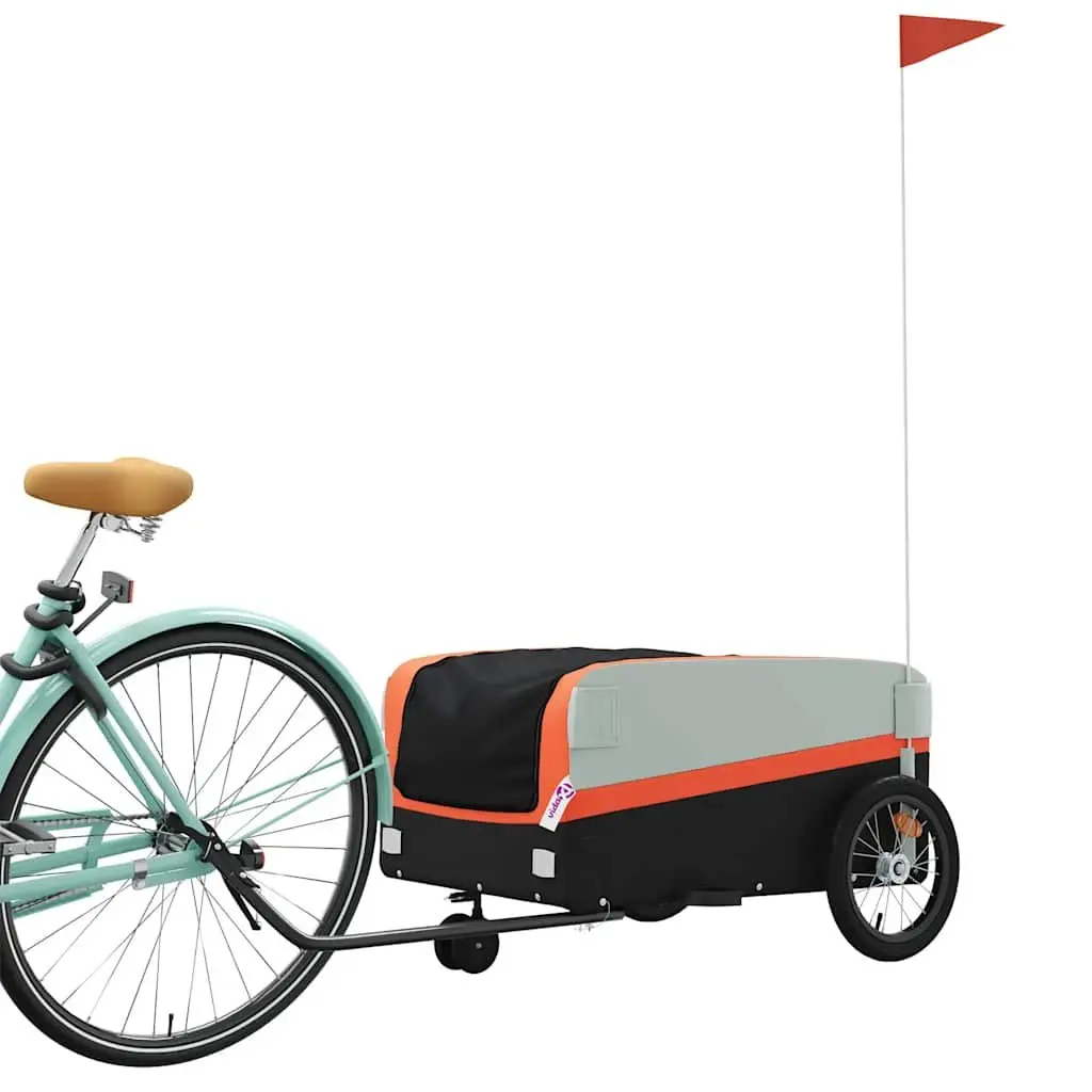Bicycle Cargo Trailer for Transporting Goods 45kg Load Capacity Iron Frame Orange