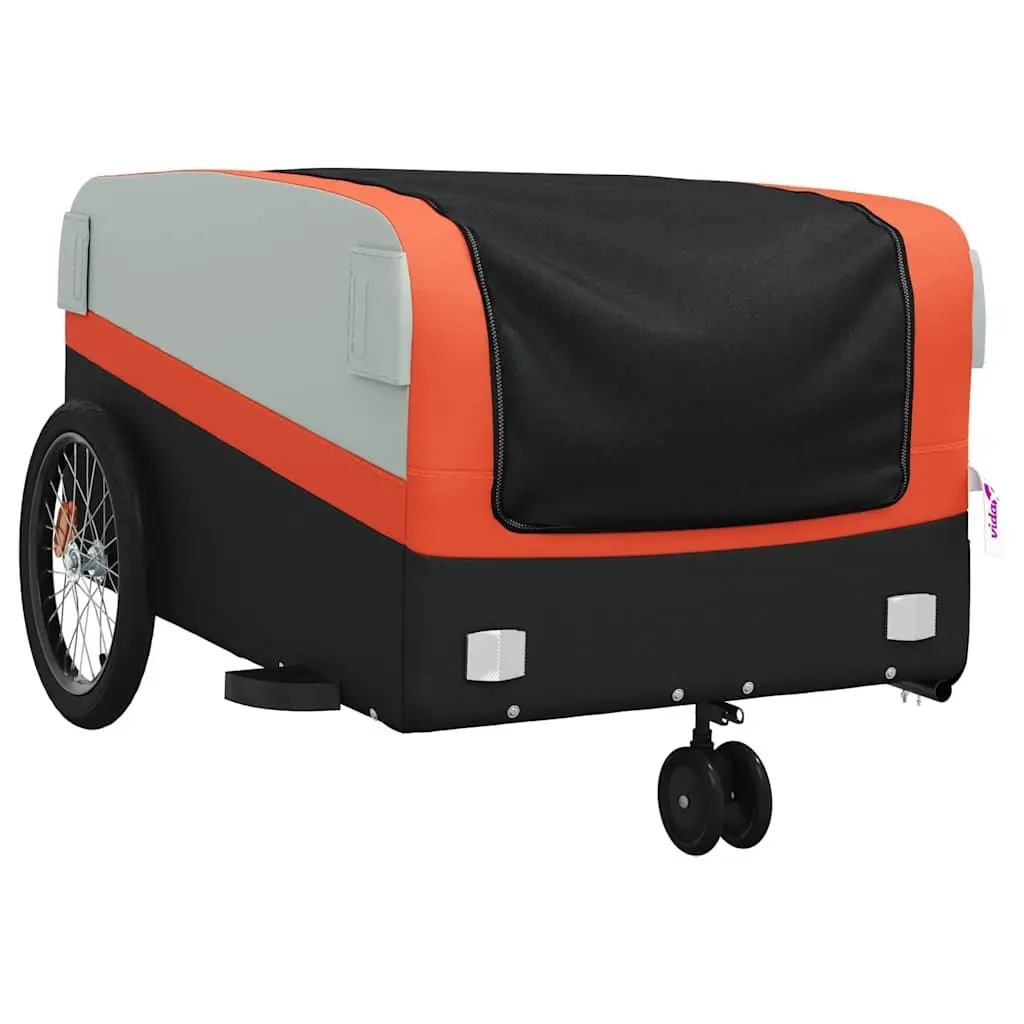 Bicycle Cargo Trailer for Transporting Goods 45kg Load Capacity Iron Frame Orange