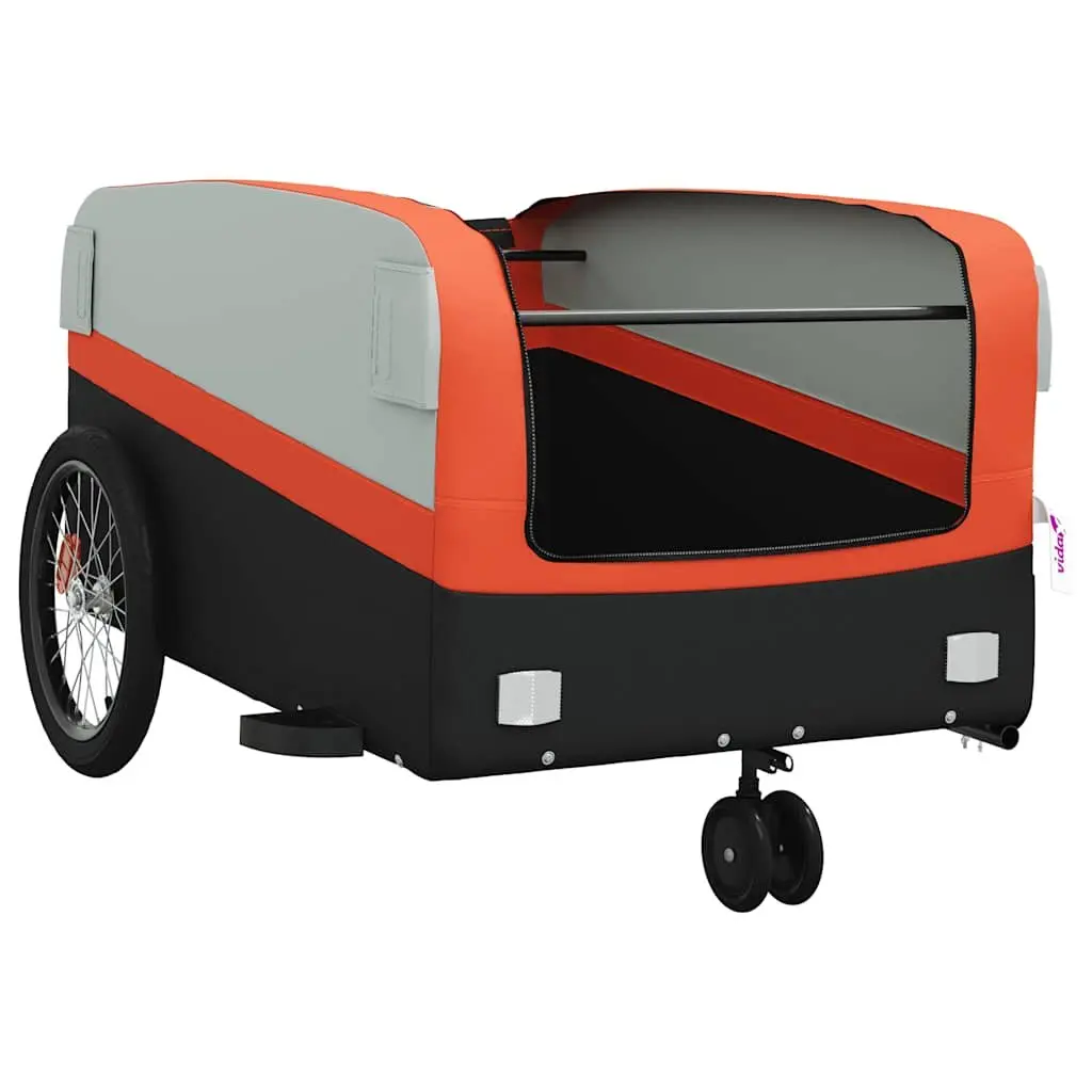 Bicycle Cargo Trailer for Transporting Goods 45kg Load Capacity Iron Frame Orange