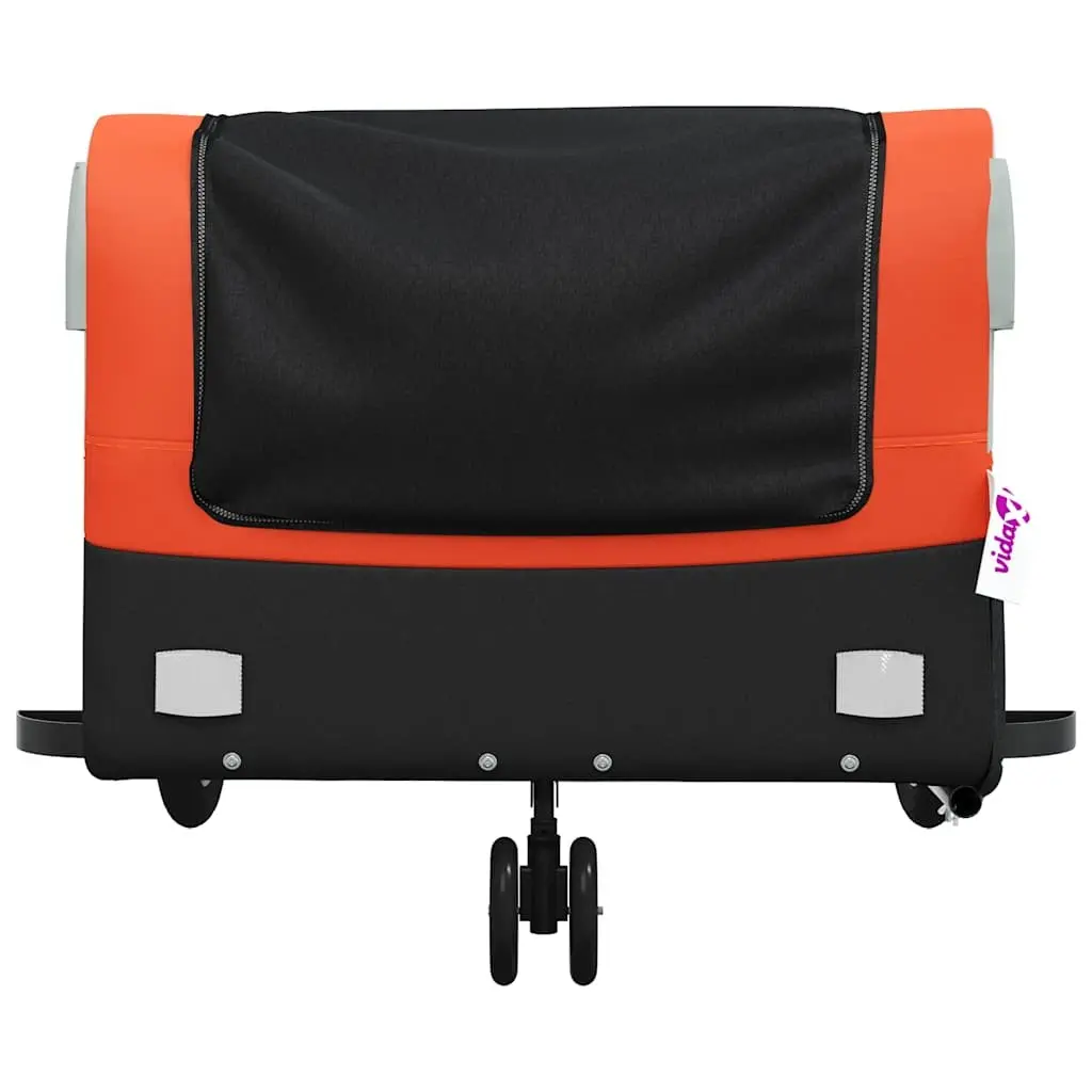 Bicycle Cargo Trailer for Transporting Goods 45kg Load Capacity Iron Frame Orange