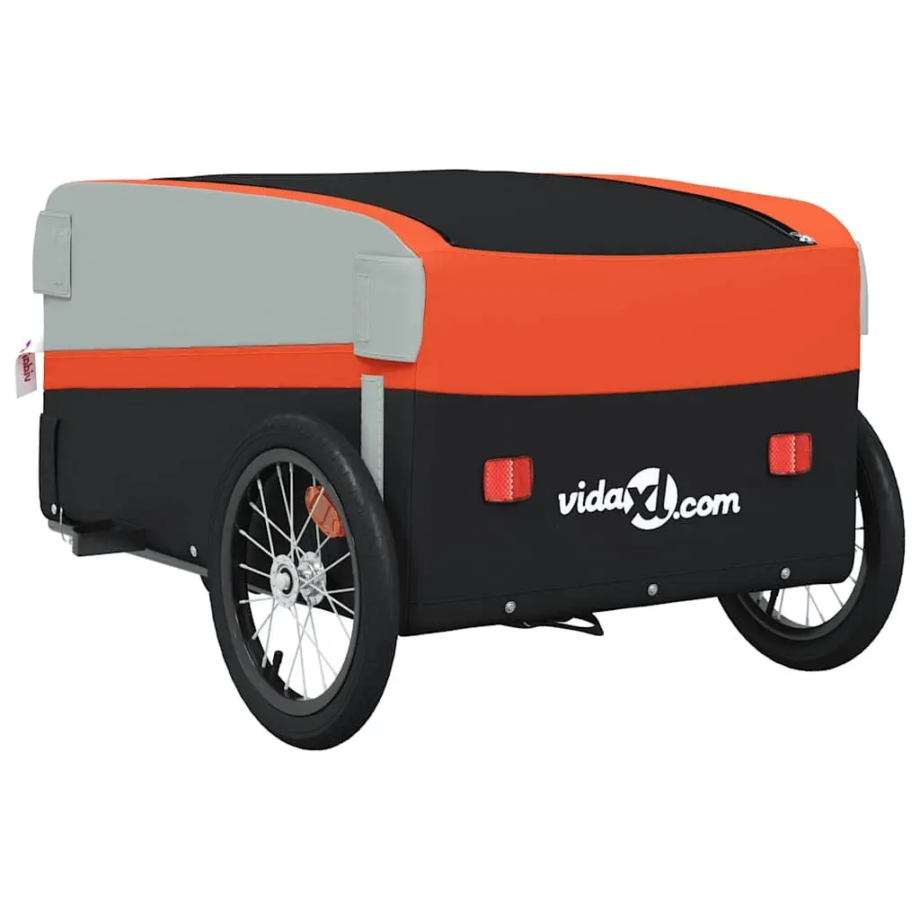 Bicycle Cargo Trailer for Transporting Goods 45kg Load Capacity Iron Frame Orange
