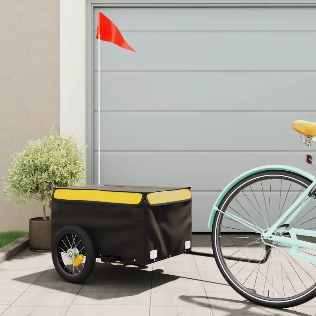 Bike Trailer for Cargo Transport Iron Construction Yellow