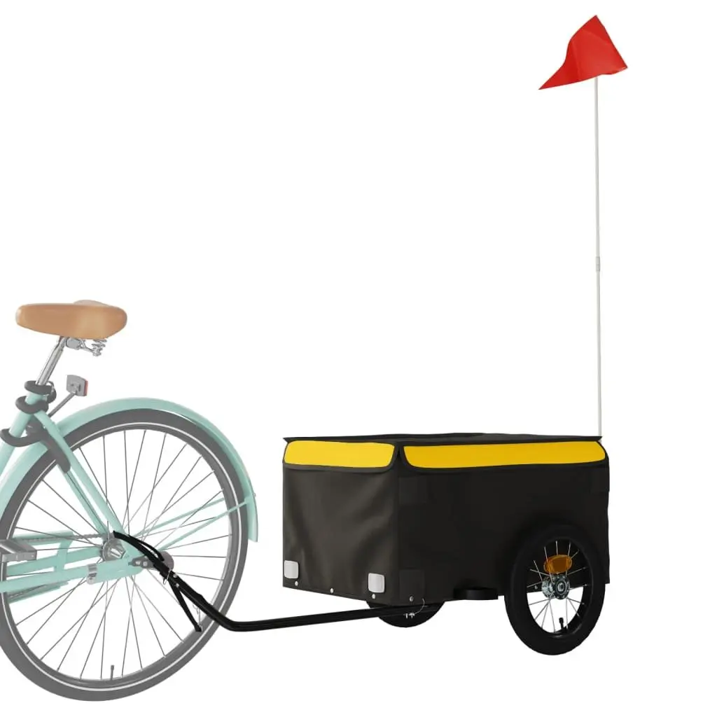 Bike Trailer for Cargo Transport Iron Construction Yellow