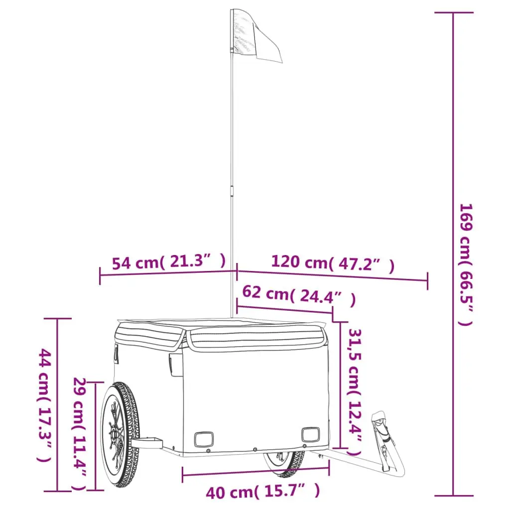 Bike Trailer for Cargo Transport Iron Construction Yellow