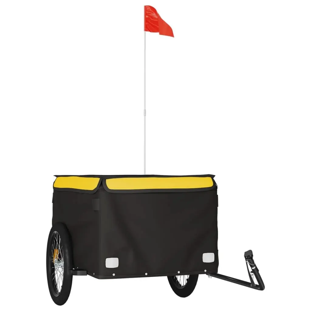 Bicycle Cargo Trailer for Transporting Goods Iron 45kg Load Capacity Black Yellow