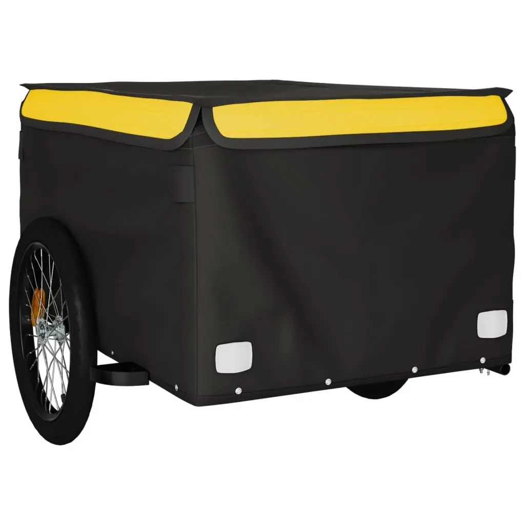 Bicycle Cargo Trailer for Transporting Goods Iron 45kg Load Capacity Black Yellow
