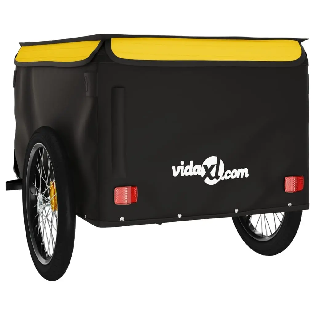 Bicycle Cargo Trailer for Transporting Goods Iron 45kg Load Capacity Black Yellow
