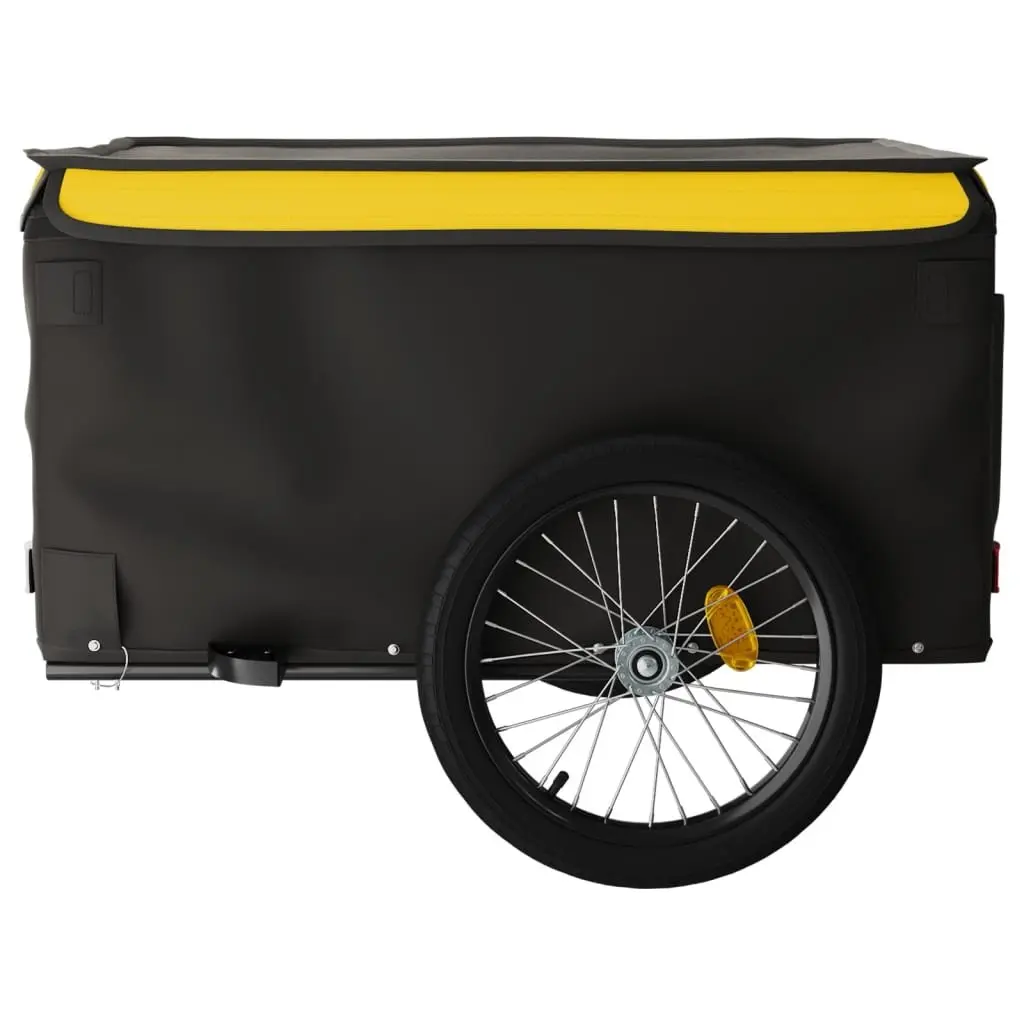 Bicycle Cargo Trailer for Transporting Goods Iron 45kg Load Capacity Black Yellow