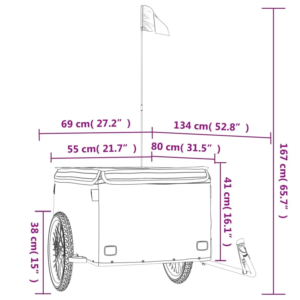 Bike Trailer Heavy Duty Cargo Cart for Bicycle Transport 45kg Capacity