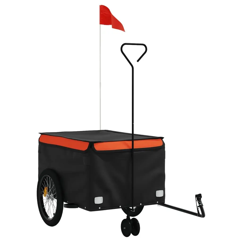 Bike Trailer Iron 45kg Load Capacity Orange Black Cargo Transport Bicycle