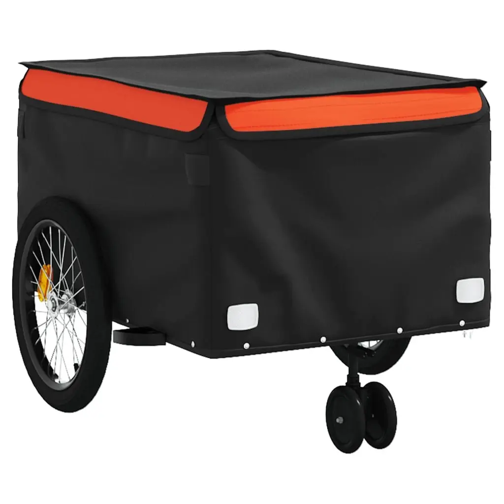 Bike Trailer Iron 45kg Load Capacity Orange Black Cargo Transport Bicycle