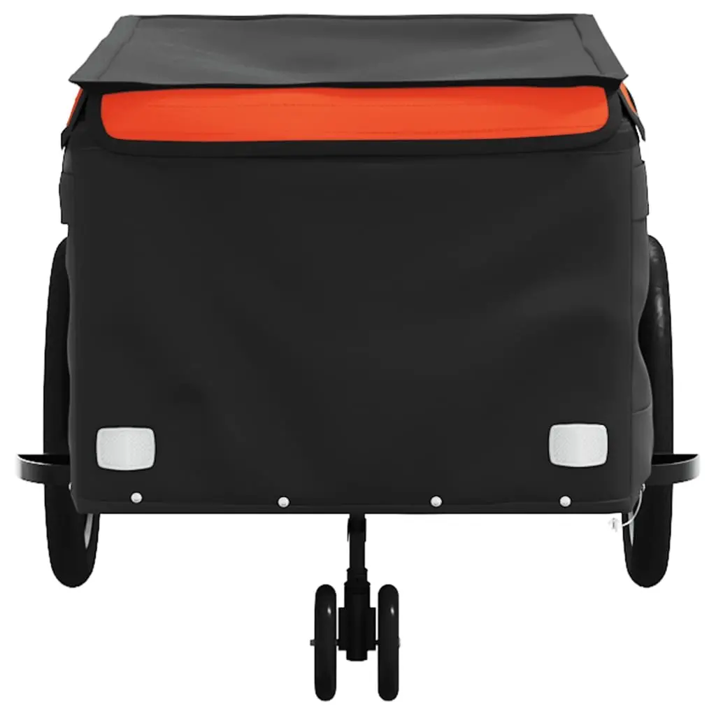 Bike Trailer Iron 45kg Load Capacity Orange Black Cargo Transport Bicycle
