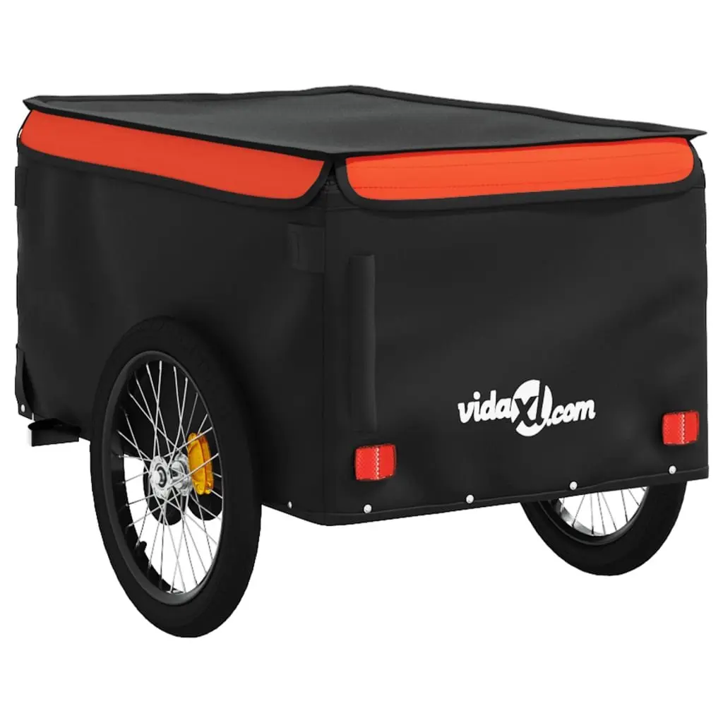 Bike Trailer Iron 45kg Load Capacity Orange Black Cargo Transport Bicycle
