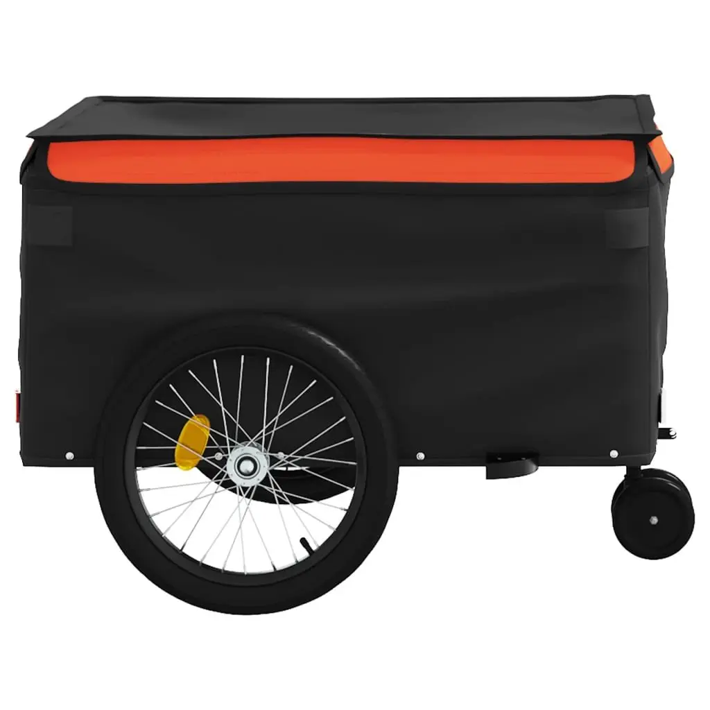 Bike Trailer Iron 45kg Load Capacity Orange Black Cargo Transport Bicycle