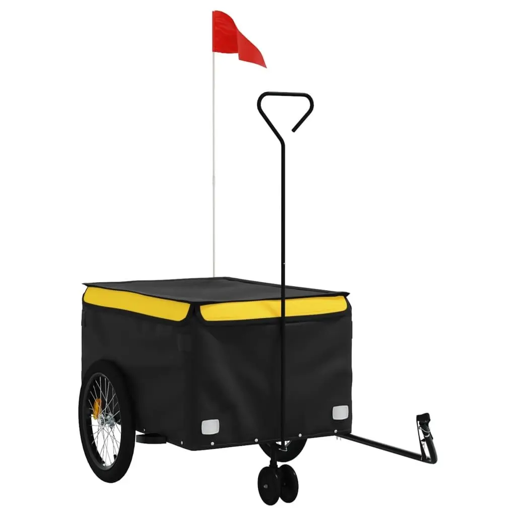 Bike Trailer Iron Frame 45kg Load Capacity Yellow Cargo Transport Cycling