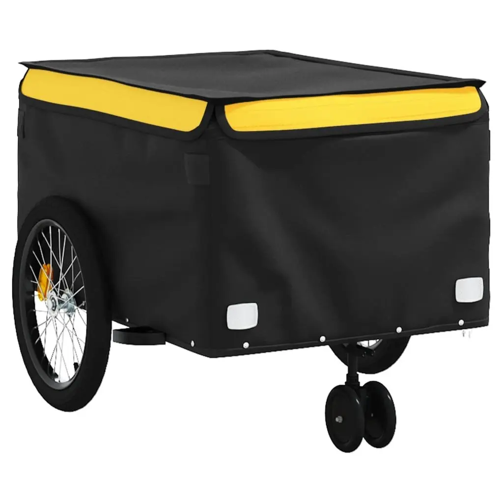 Bike Trailer Iron Frame 45kg Load Capacity Yellow Cargo Transport Cycling