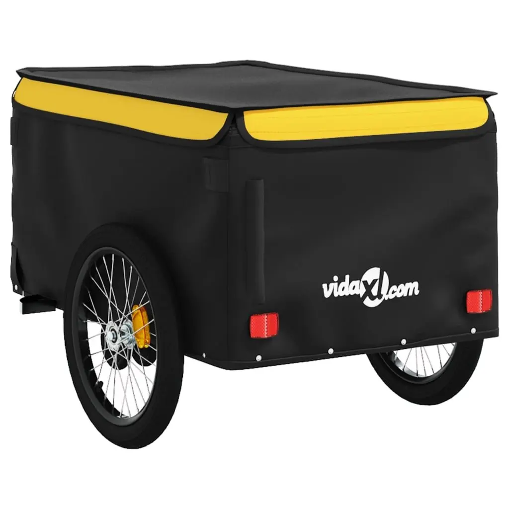 Bike Trailer Iron Frame 45kg Load Capacity Yellow Cargo Transport Cycling