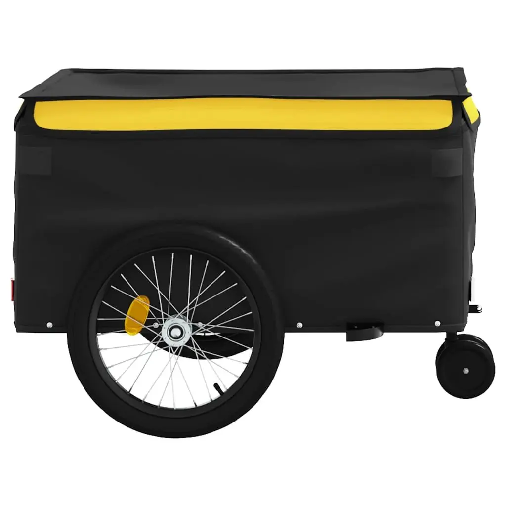 Bike Trailer Iron Frame 45kg Load Capacity Yellow Cargo Transport Cycling