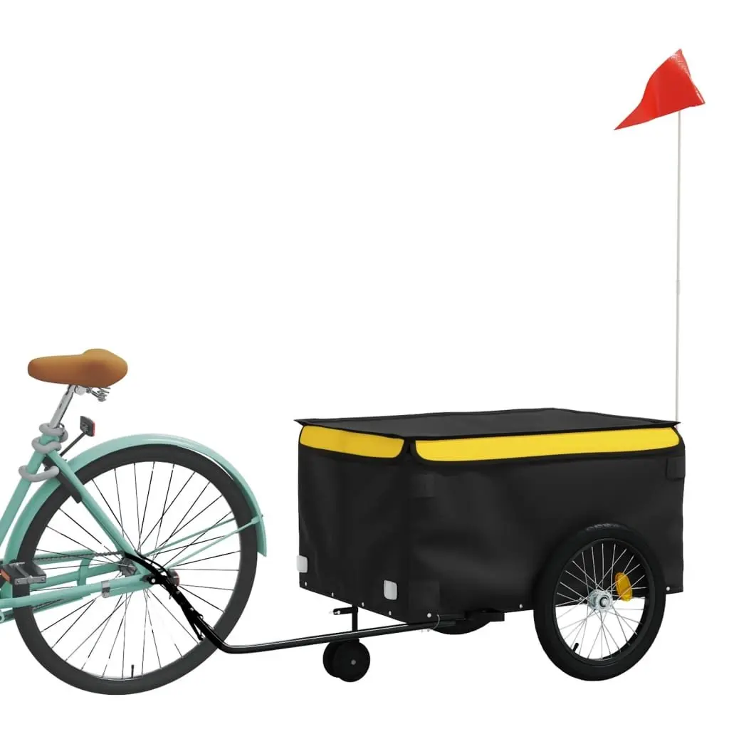 Bike Trailer Iron Frame 45kg Load Capacity Yellow Cargo Transport Cycling