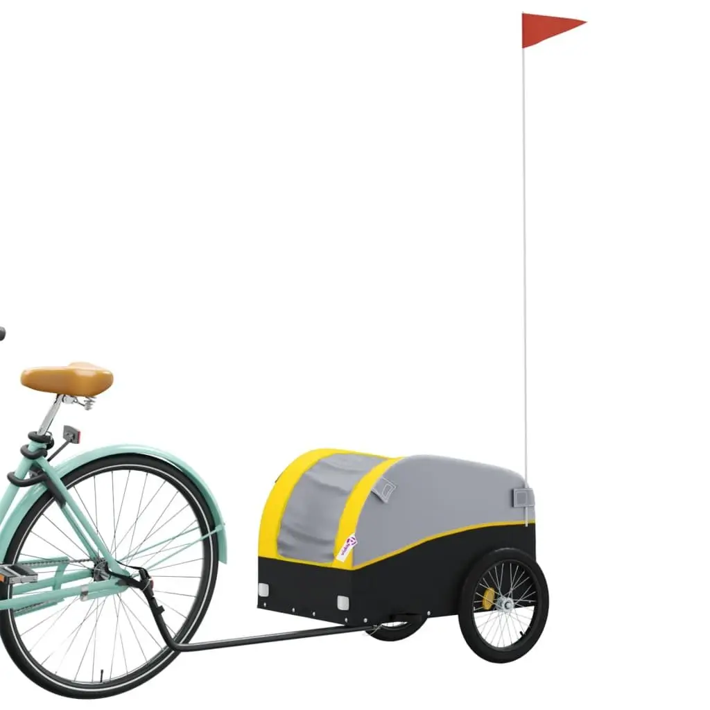 Bike Trailer Cargo Cart for Bicycle Hauling 30 kg Load Capacity Yellow Black Iron