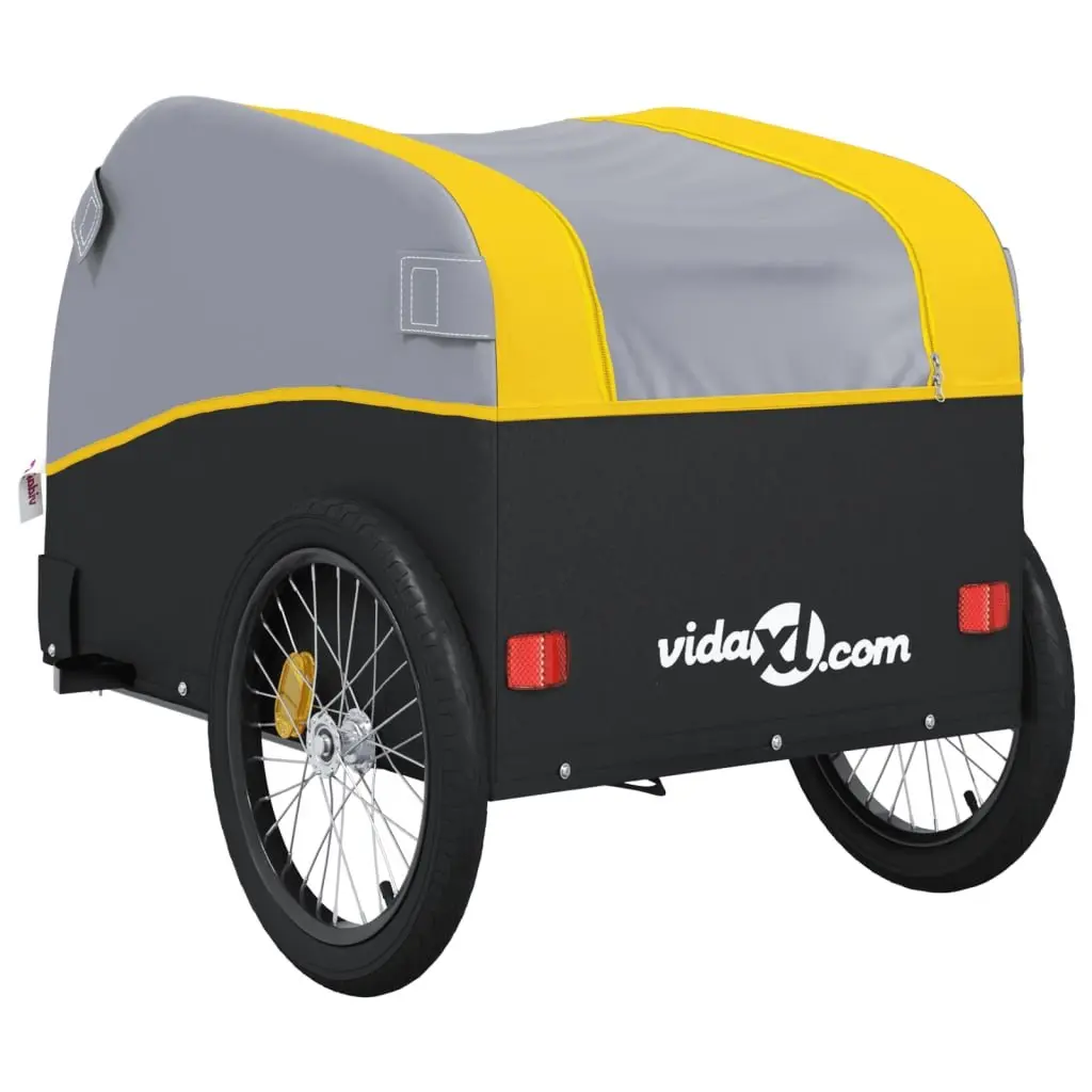 Bike Trailer Cargo Cart for Bicycle Hauling 30 kg Load Capacity Yellow Black Iron