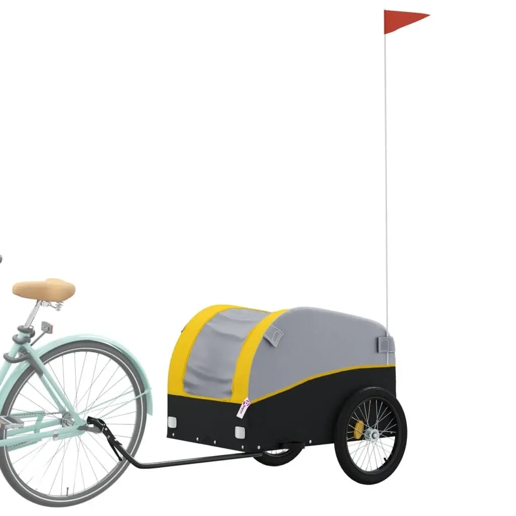 Bike Trailer 45kg Load Capacity Yellow Iron Heavy Duty Cargo Cart Bicycle