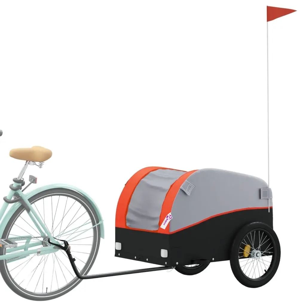 Bike Trailer for Cycling 45kg Load Capacity Iron Frame Orange Black