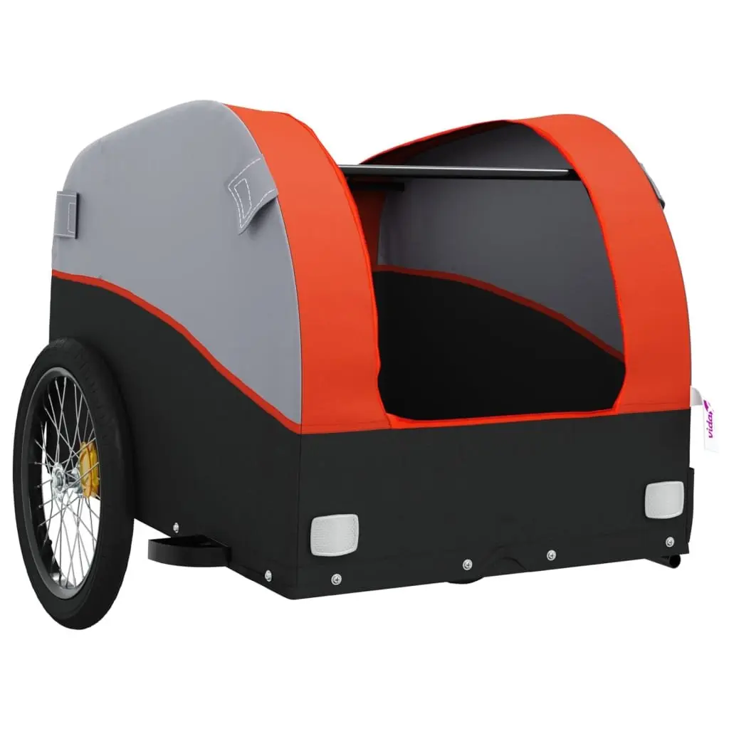 Bike Trailer for Cycling 45kg Load Capacity Iron Frame Orange Black