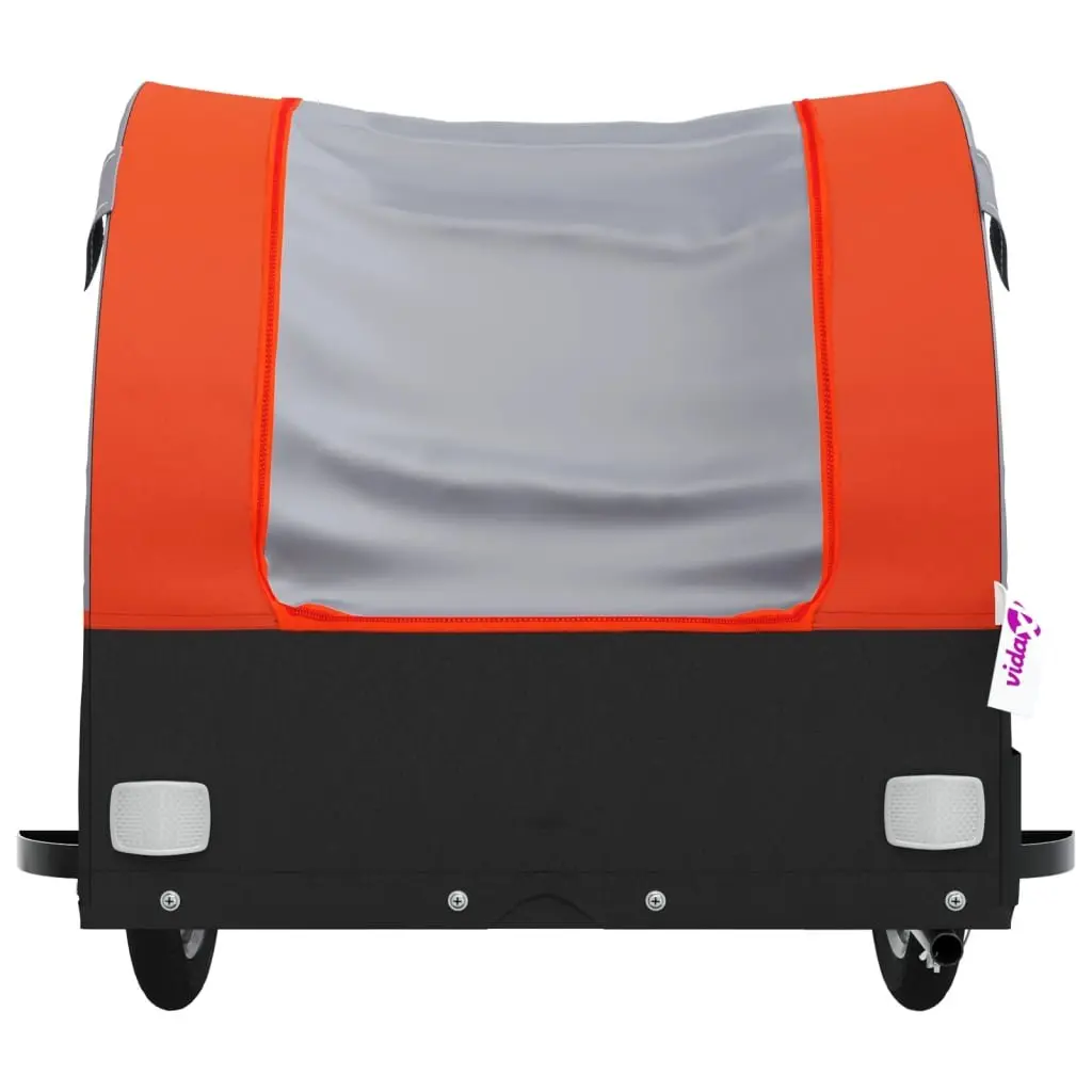 Bike Trailer for Cycling 45kg Load Capacity Iron Frame Orange Black