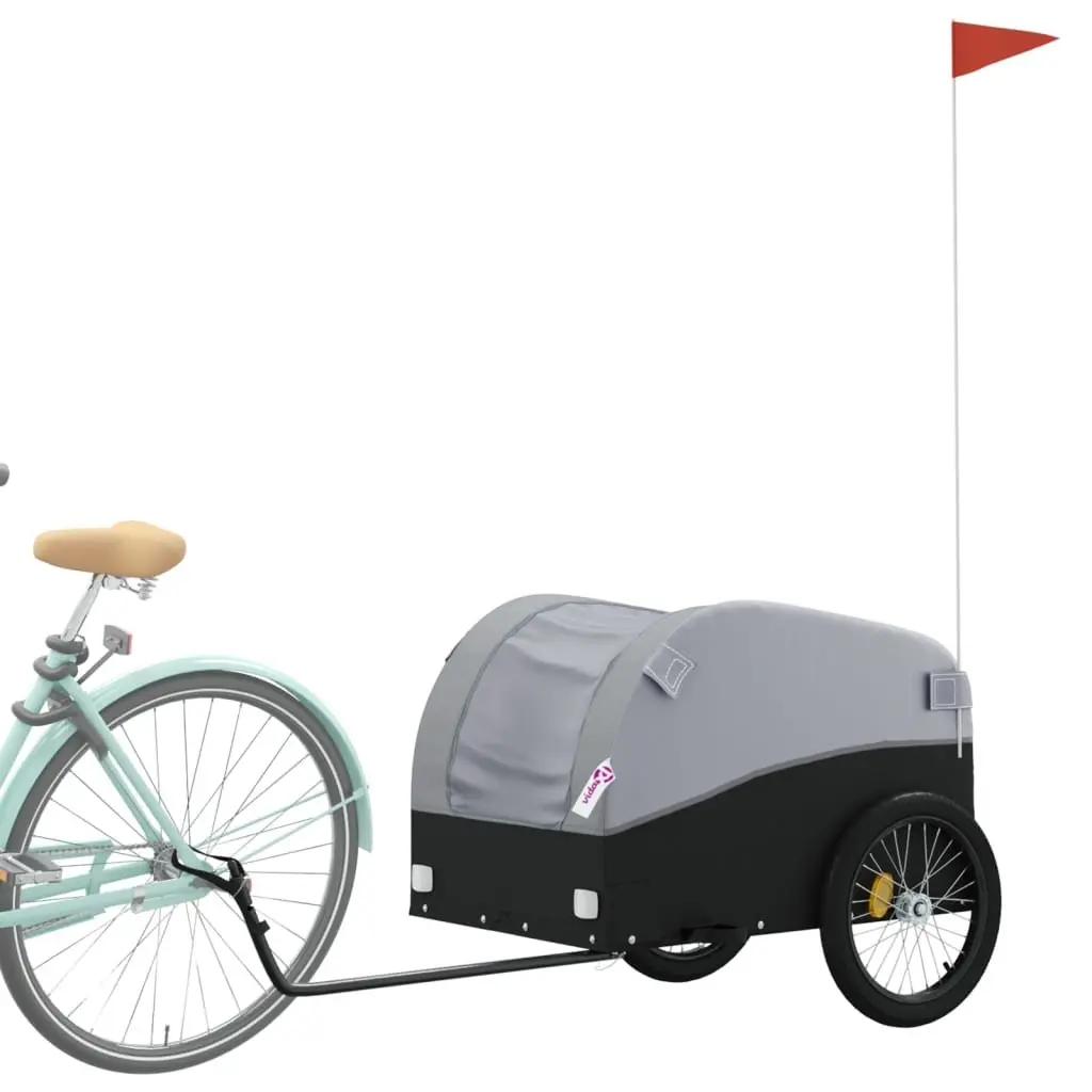 Bike Trailer 45kg Load Capacity Iron Grey Cargo Cart Bicycle Hauling Heavy Goods
