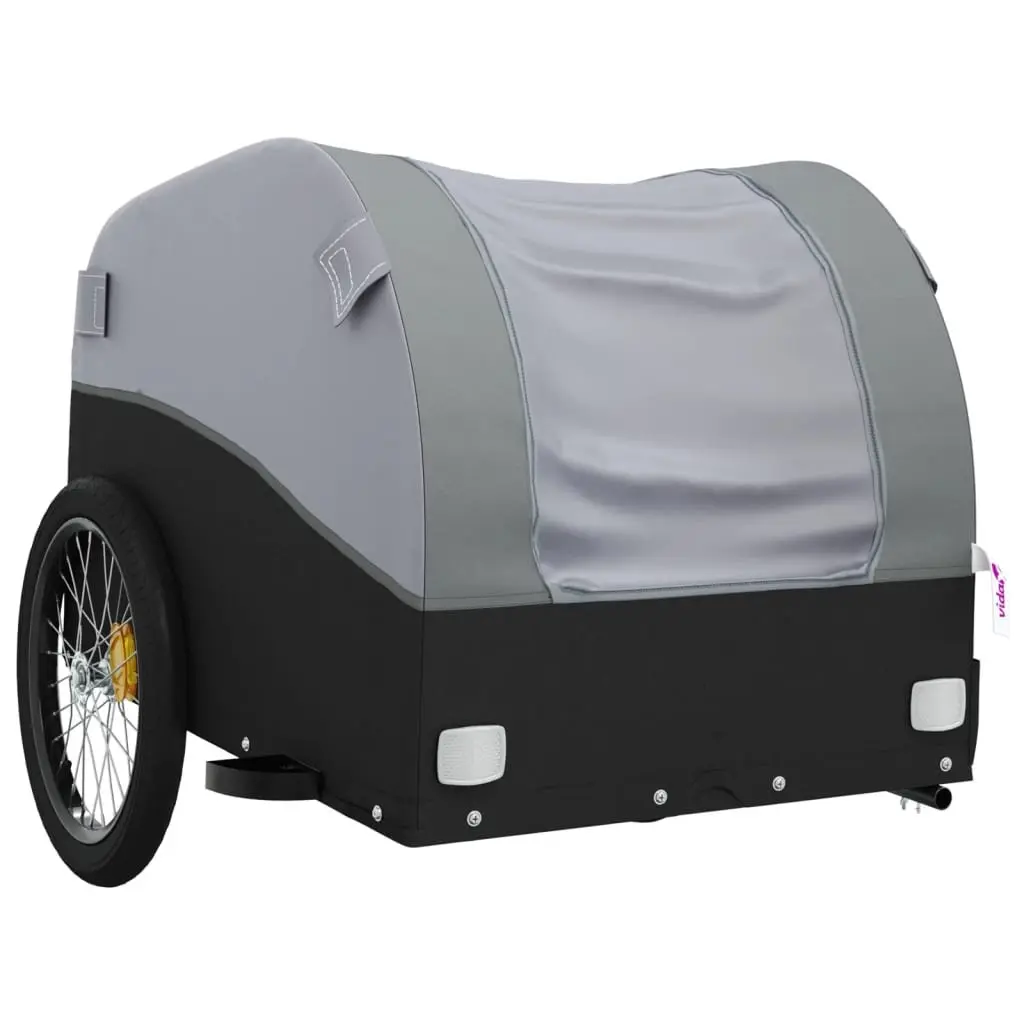 Bike Trailer 45kg Load Capacity Iron Grey Cargo Cart Bicycle Hauling Heavy Goods