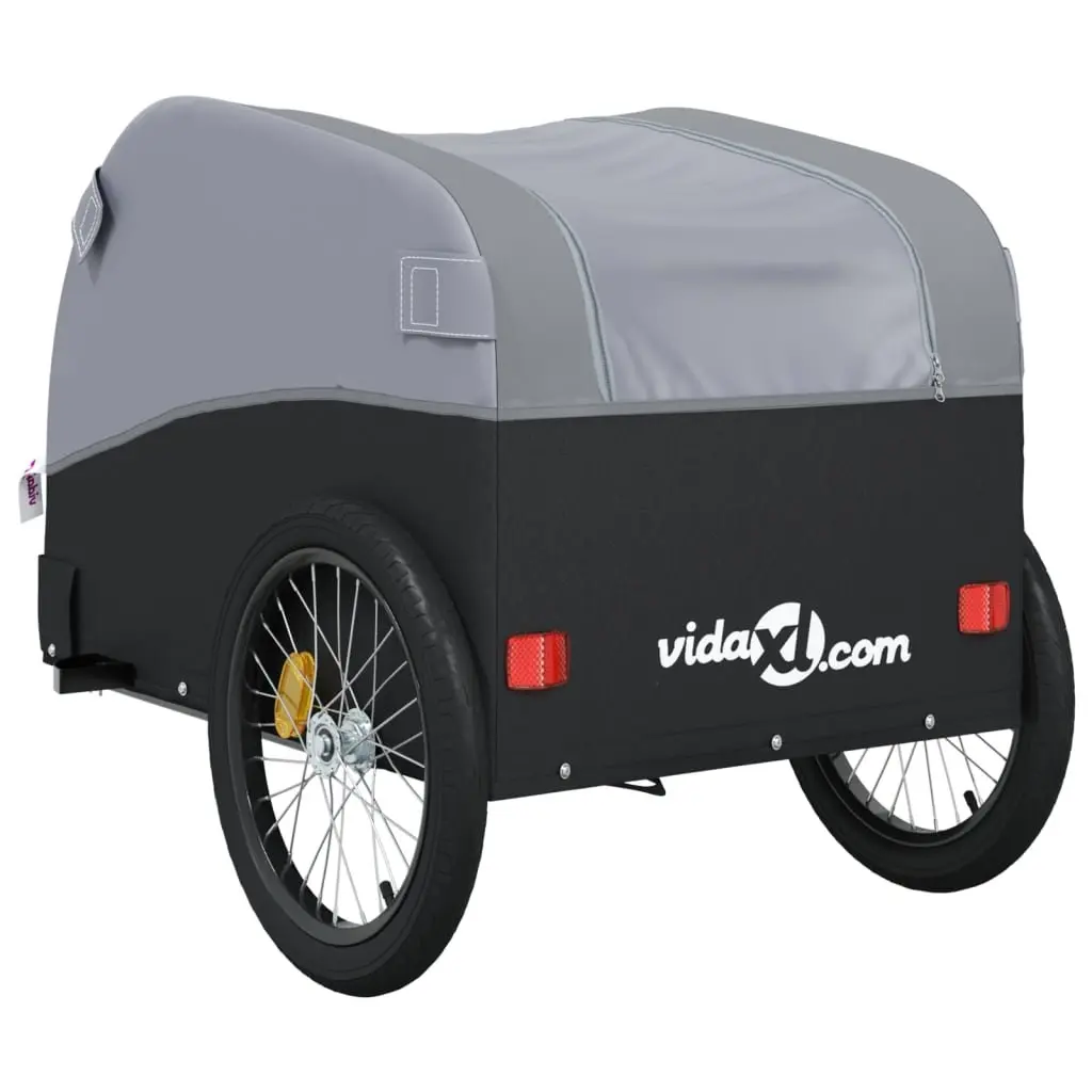 Bike Trailer 45kg Load Capacity Iron Grey Cargo Cart Bicycle Hauling Heavy Goods