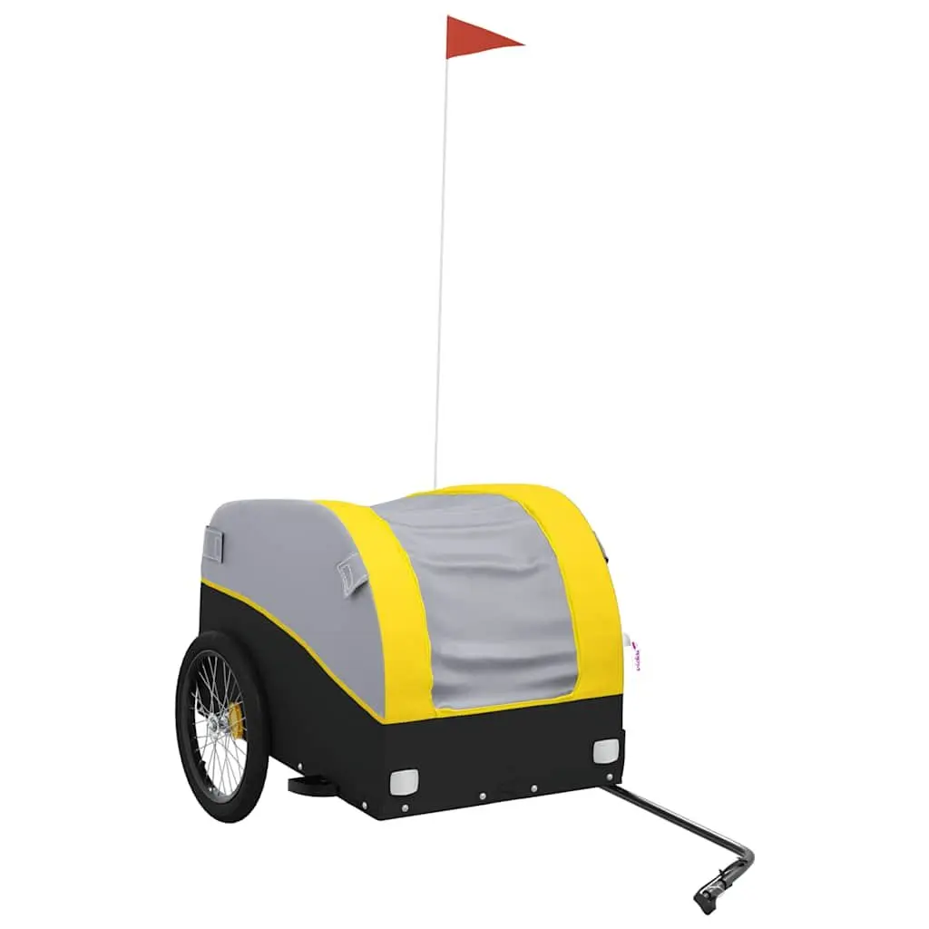 Bike Trailer Iron 45 kg Load Capacity Yellow Cargo Cart Bicycle Hauling