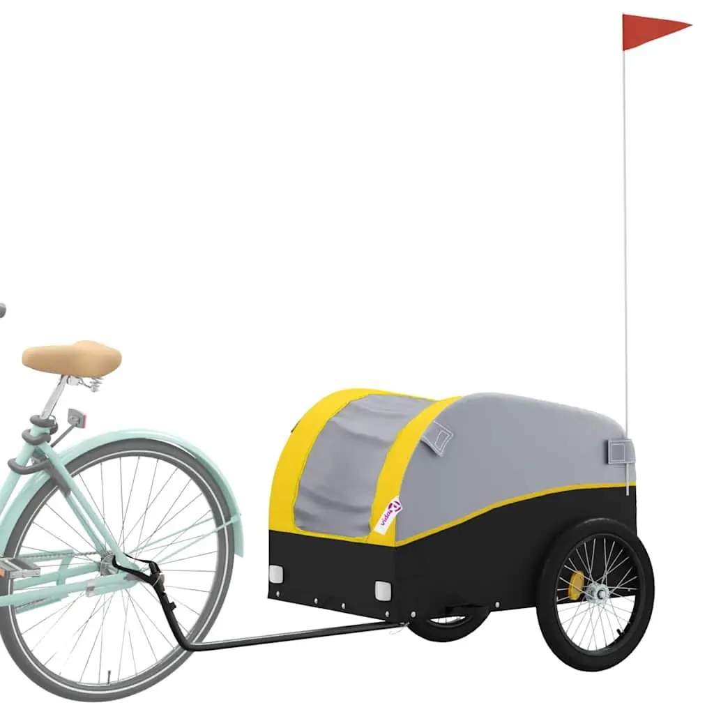 Bike Trailer Iron 45 kg Load Capacity Yellow Cargo Cart Bicycle Hauling