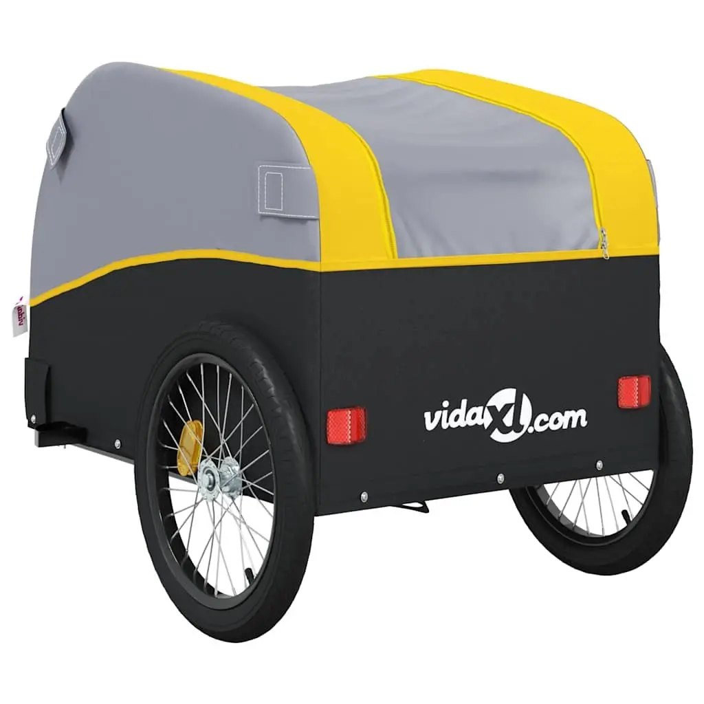 Bike Trailer Iron 45 kg Load Capacity Yellow Cargo Cart Bicycle Hauling