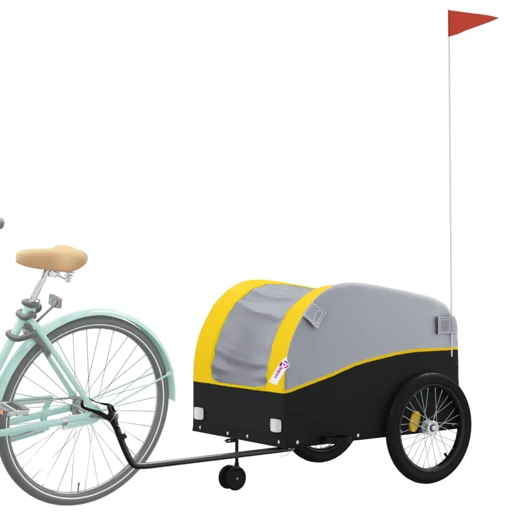 Bike Trailer Iron 45 kg Load Capacity Yellow Cargo Hauling Garden Transport